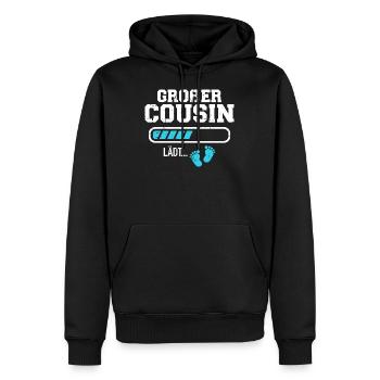 Großer Cousin - Männer Premium Bio Hoodie - Schwarz - Vorne - Nico (187cm)