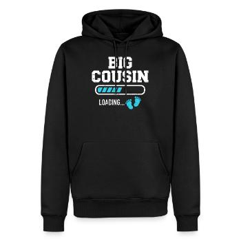 Großer Cousin - Männer Premium Bio Hoodie - Schwarz - Vorne - Nico (187cm)