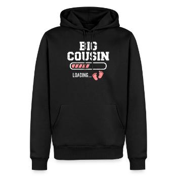 Große Cousine - Männer Premium Bio Hoodie - Schwarz - Vorne - Nico (187cm)