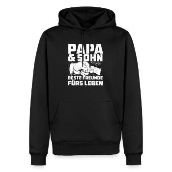 Papa und Sohn beste Freunde fürs Leben - Männer Premium Bio Hoodie - Schwarz - Vorne - Nico (187cm)