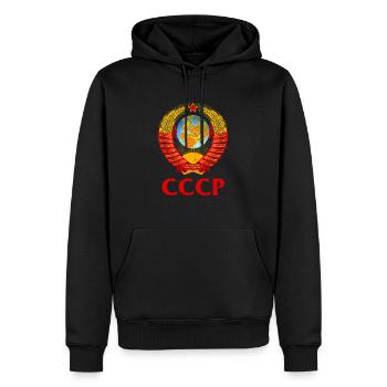 URSS Union soviétique Fière Russie - Sweat à capuche Premium bio Homme - noir - Devant - Nico (187cm)