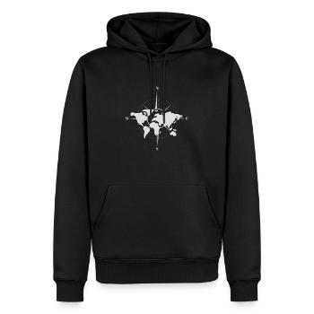 World map and compass - Men’s Premium Organic Hoodie - black - Front - Nico (187cm)