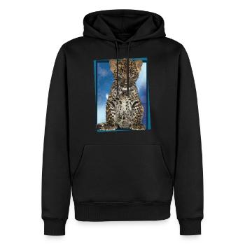 Léopard - Sweat à capuche Premium bio Homme - noir - Devant - Nico (187cm)
