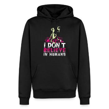 Je ne crois pas aux humains Alien Ufo - Sweat à capuche Premium bio Homme - noir - Devant - Nico (187cm)