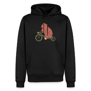 Radfahrer Wombat - Männer Premium Bio Hoodie - Schwarz - Vorne - Nico (187cm)