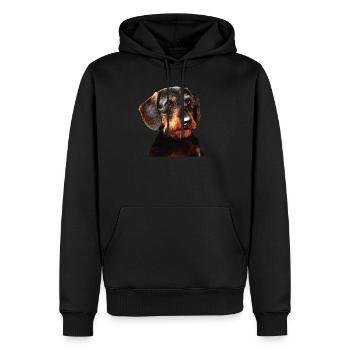 Dackel - Männer Premium Bio Hoodie - Schwarz - Vorne - Nico (187cm)