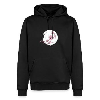 Kirschblüte Mond - Männer Premium Bio Hoodie - Schwarz - Vorne - Nico (187cm)