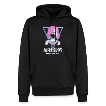 Antisocial Vaporwave Anime Girl Aesthetic Geschenk - Männer Premium Bio Hoodie - Schwarz - Vorne - Nico (187cm)
