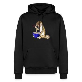 Leopard Gecko isst Japanische Ramen Nudeln - Männer Premium Bio Hoodie - Schwarz - Vorne - Nico (187cm)