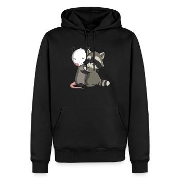Opossum et raton laveur - Sweat à capuche Premium bio Homme - noir - Devant - Nico (187cm)