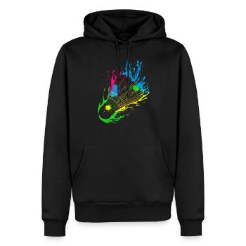 Badminton Splash Federball - Sweat à capuche Premium bio Homme - noir - Devant - Nico (187cm)