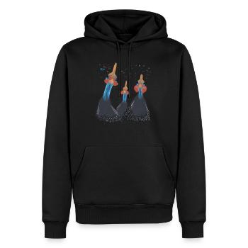 Trio Perlhühner - Männer Premium Bio Hoodie - Schwarz - Vorne - Nico (187cm)