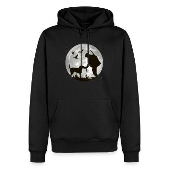 Chasseur avec chiens pour chasseurs chasse et cadeau de chasse - Sweat à capuche Premium bio Homme - noir - Devant - Nico (187cm)