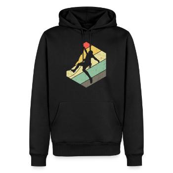Escalade rétro alpiniste randonneur alpinisme - Sweat à capuche Premium bio Homme - noir - Devant - Nico (187cm)