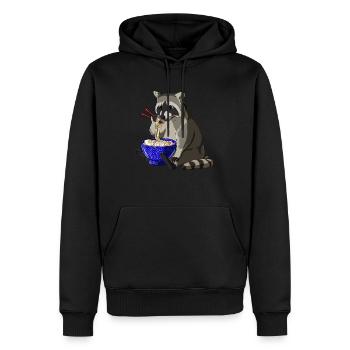 Waschbär Ramen - Männer Premium Bio Hoodie - Schwarz - Vorne - Nico (187cm)