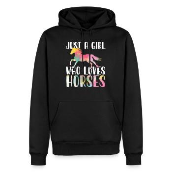Juste une fille qui aime les chevaux Équitation Spurch - Sweat à capuche Premium bio Homme - noir - Devant - Nico (187cm)