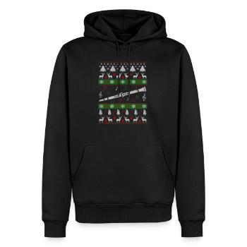 Clarinette laid Noël - Sweat à capuche Premium bio Homme - noir - Devant - Nico (187cm)