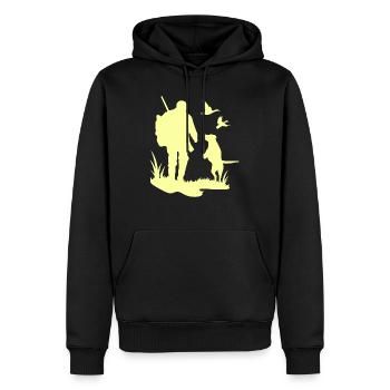 Jäger mit Hund auf der Pirsch Geschenkidee Jagd - Männer Premium Bio Hoodie - Schwarz - Vorne - Nico (187cm)