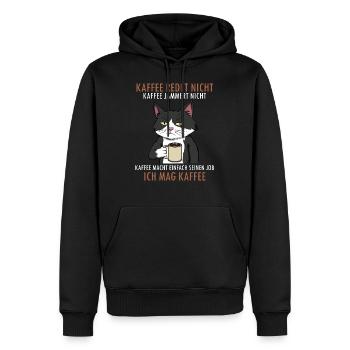Kaffee redet nicht Kaffee jammert nicht Katze - Männer Premium Bio Hoodie - Schwarz - Vorne - Nico (187cm)
