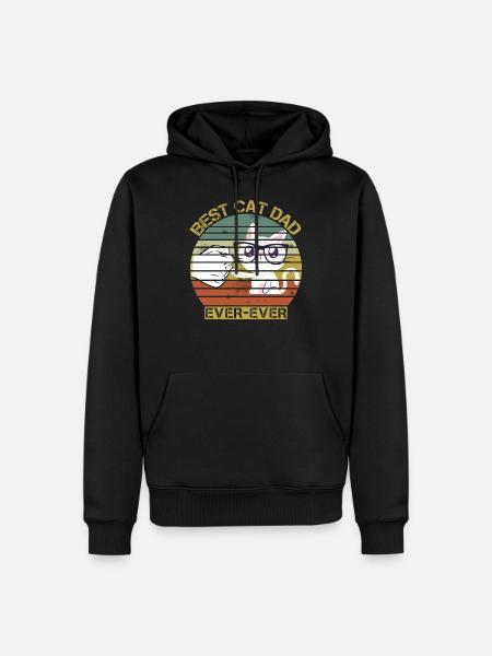 Vintage Best Cat Dad Ever Shirt - Männer Premium Bio Hoodie - Schwarz