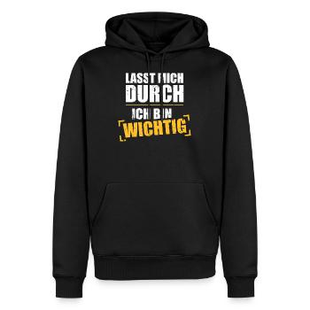 Dictons drôles - Sweat à capuche Premium bio Homme - noir - Devant - Nico (187cm)