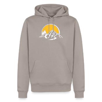 mountains - Men’s Premium Organic Hoodie - taupe - Front - Nico (187cm)