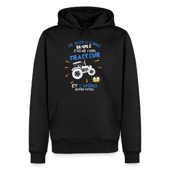 Agricuteur apero et potes - Sweat à capuche Premium bio Homme - noir - Devant - Nico (187cm)