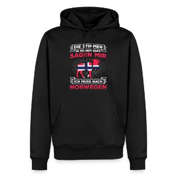Pêche Norvège Scandinavie - Sweat à capuche Premium bio Homme - noir - Devant - Nico (187cm)