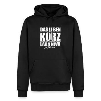 Lada Niva 4x4 Autoliebhaber Russland Offroad - Männer Premium Bio Hoodie - Schwarz - Vorne - Nico (187cm)