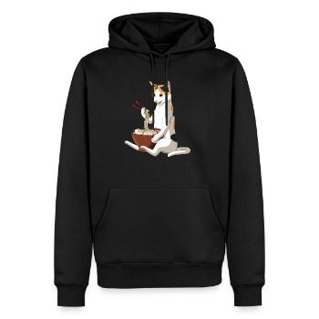 Pizza - Sweat à capuche Premium bio Homme - noir - Devant - Nico (187cm)