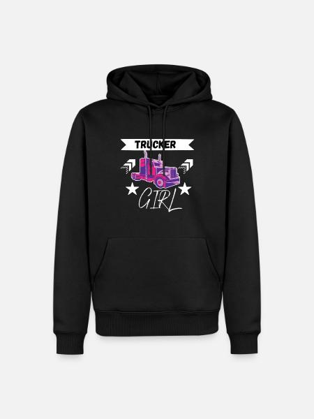 Truck driver trucker truck woman girl trucker girl - Men’s Premium Organic Hoodie - black