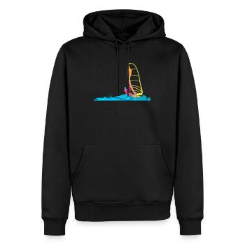 Idée cadeau planche à voile planche de surf - Sweat à capuche Premium bio Homme - noir - Devant - Nico (187cm)