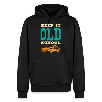 Keep It Old School Accelerate Muscle Car mit Hinte - Männer Premium Bio Hoodie - Schwarz - Vorne - Nico (187cm)