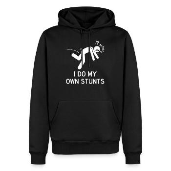 Ich mache meine eigenen Stunts - Männer Premium Bio Hoodie - Schwarz - Vorne - Nico (187cm)