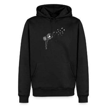 Pissenlit de pissenlit avec oiseau nature cadeau - Sweat à capuche Premium bio Homme - noir - Devant - Nico (187cm)