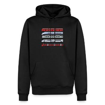 Züge Design für Zug Liebhaber Lokomotive - Männer Premium Bio Hoodie - Schwarz - Vorne - Nico (187cm)