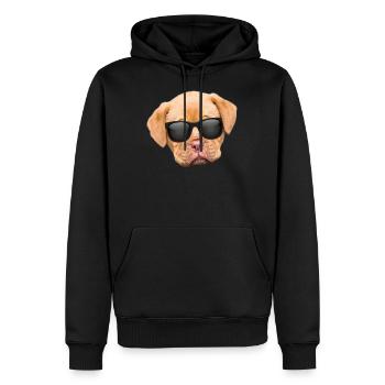 Chien avec des lunettes de soleil - chiot - Sweat à capuche Premium bio Homme - noir - Devant - Nico (187cm)
