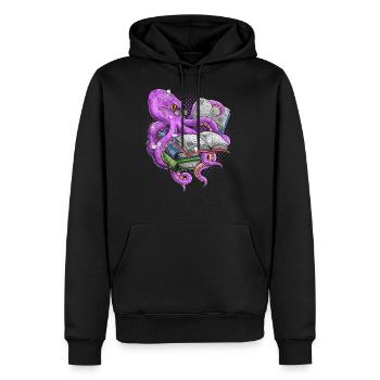 Lire La bibliothèque poulpe - Sweat à capuche Premium bio Homme - noir - Devant - Nico (187cm)