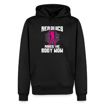 Retro Aerobic Sport Design - Männer Premium Bio Hoodie - Schwarz - Vorne - Nico (187cm)