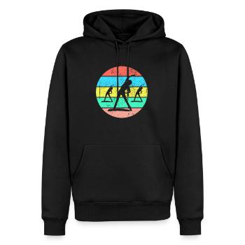 Retro Aerobic Sport Design - Männer Premium Bio Hoodie - Schwarz - Vorne - Nico (187cm)