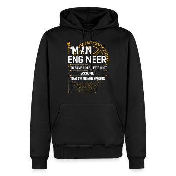 Engineer mechanical engineering electrical engineering gift - Men’s Premium Organic Hoodie - black - Front - Nico (187cm)