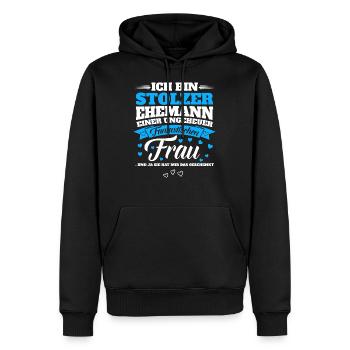 Ich Bin Stolzer Ehemann einer Fantastischen Frau - Männer Premium Bio Hoodie - Schwarz - Vorne - Nico (187cm)