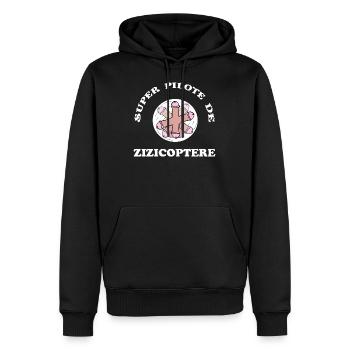 Super pilote de zizicoptère humour homme cadeau - Sweat à capuche Premium bio Homme - noir - Devant - Nico (187cm)