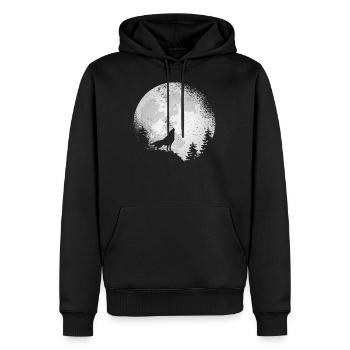 Wolf Conservation Predators Nature Full Moon Forest - Men’s Premium Organic Hoodie - black - Front - Nico (187cm)