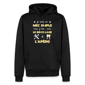 t shirt mec simple bricolage apero humour brico - Sweat à capuche Premium bio Homme - noir - Devant - Nico (187cm)
