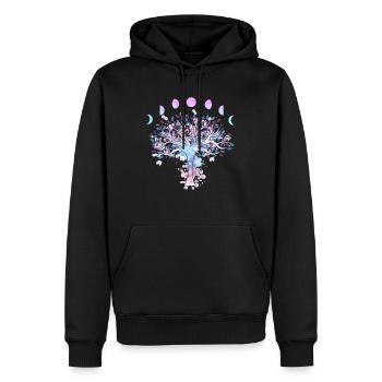 Les phases de lune Retro 60's 70's Arbre de vie vibe - Sweat à capuche Premium bio Homme - noir - Devant - Nico (187cm)