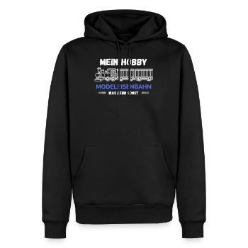 Mein Hobby ist Modeleisenbahn Spruch eisenbahn - Männer Premium Bio Hoodie - Schwarz - Vorne - Nico (187cm)
