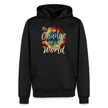 Soyez le changement que vous souhaitez voir dans le monde - Rétro - Sweat à capuche Premium bio Homme - noir - Devant - Nico (187cm)