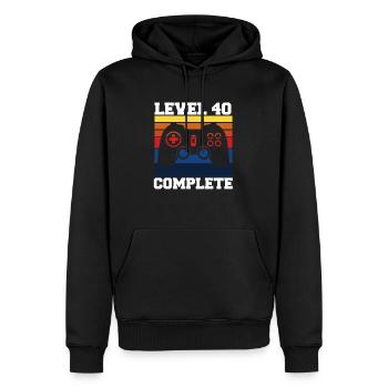Level 40 Years Birthday Gift Idea - Men’s Premium Organic Hoodie - black - Front - Nico (187cm)