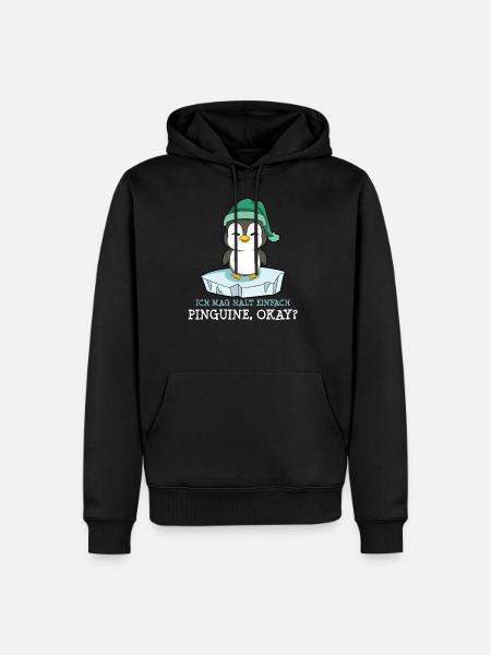 Ich mag halt einfach Pinguine okay? - Männer Premium Bio Hoodie - Schwarz